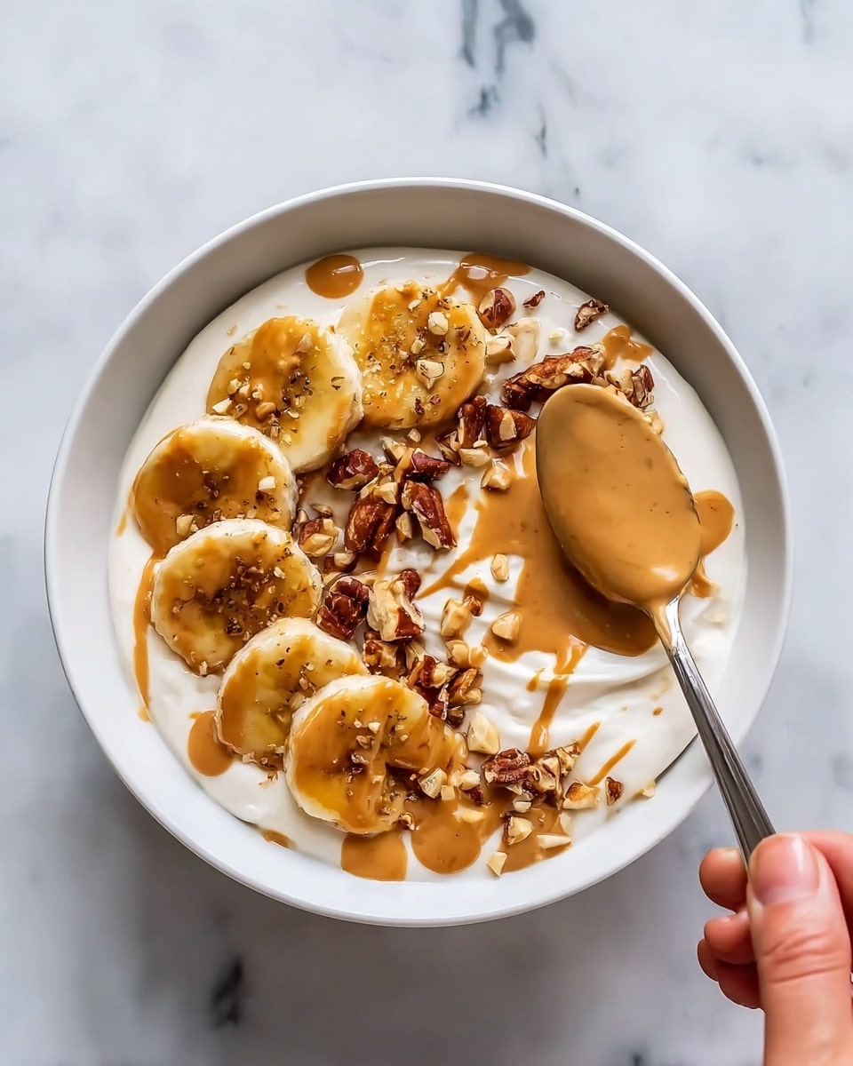 Caramelized Banana Yogurt Bowl with Toasted Nuts and Peaunt Butter Recipe - Recipe Image