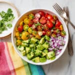 Bright and Creamy Avocado Salad with Tomato, Cucumber, and Lime Dressing Recipe