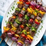 Grilled Steak Kebabs with Vibrant Vegetable Skewers and Marinade Recipe